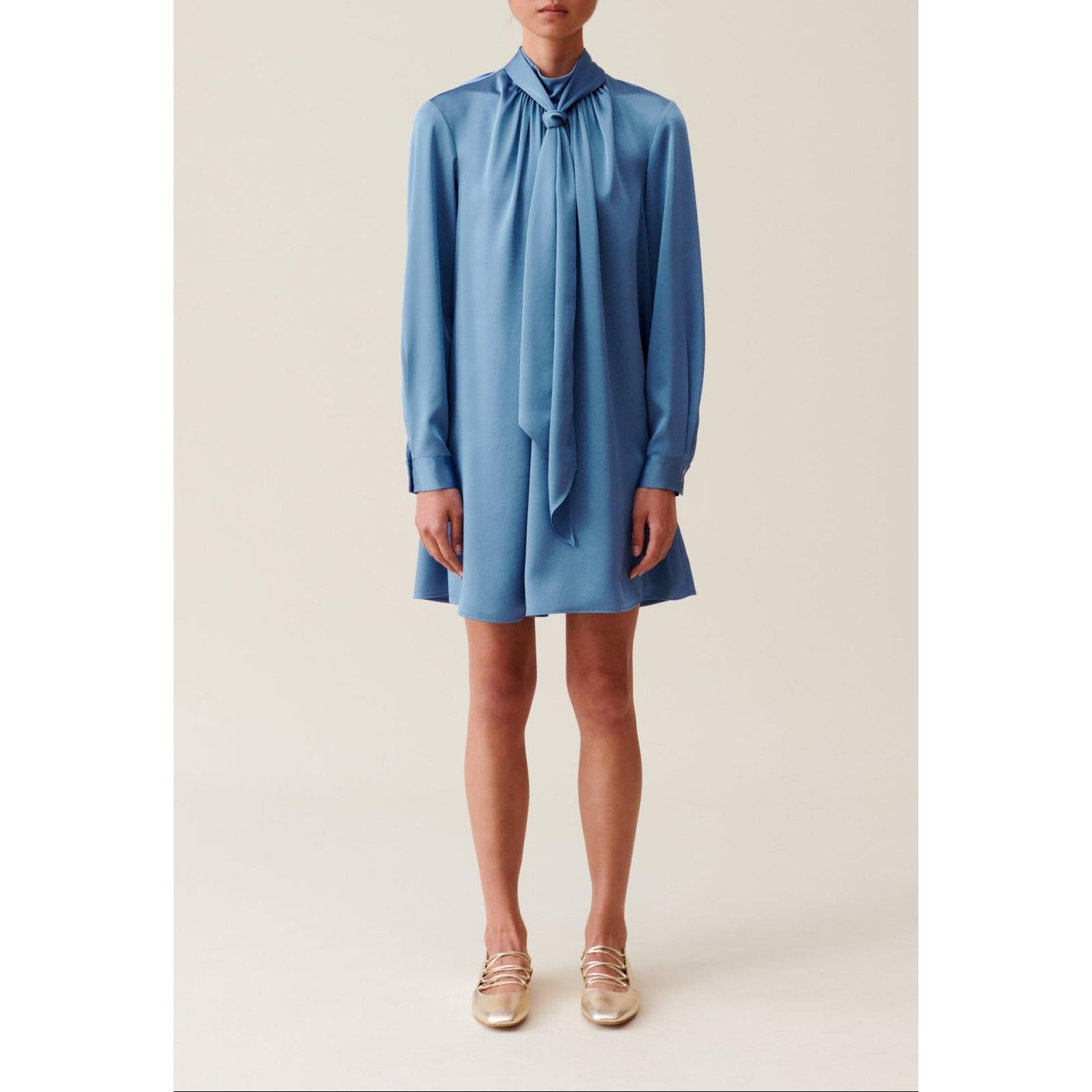 Robe Fluide Col Lavallière Noir