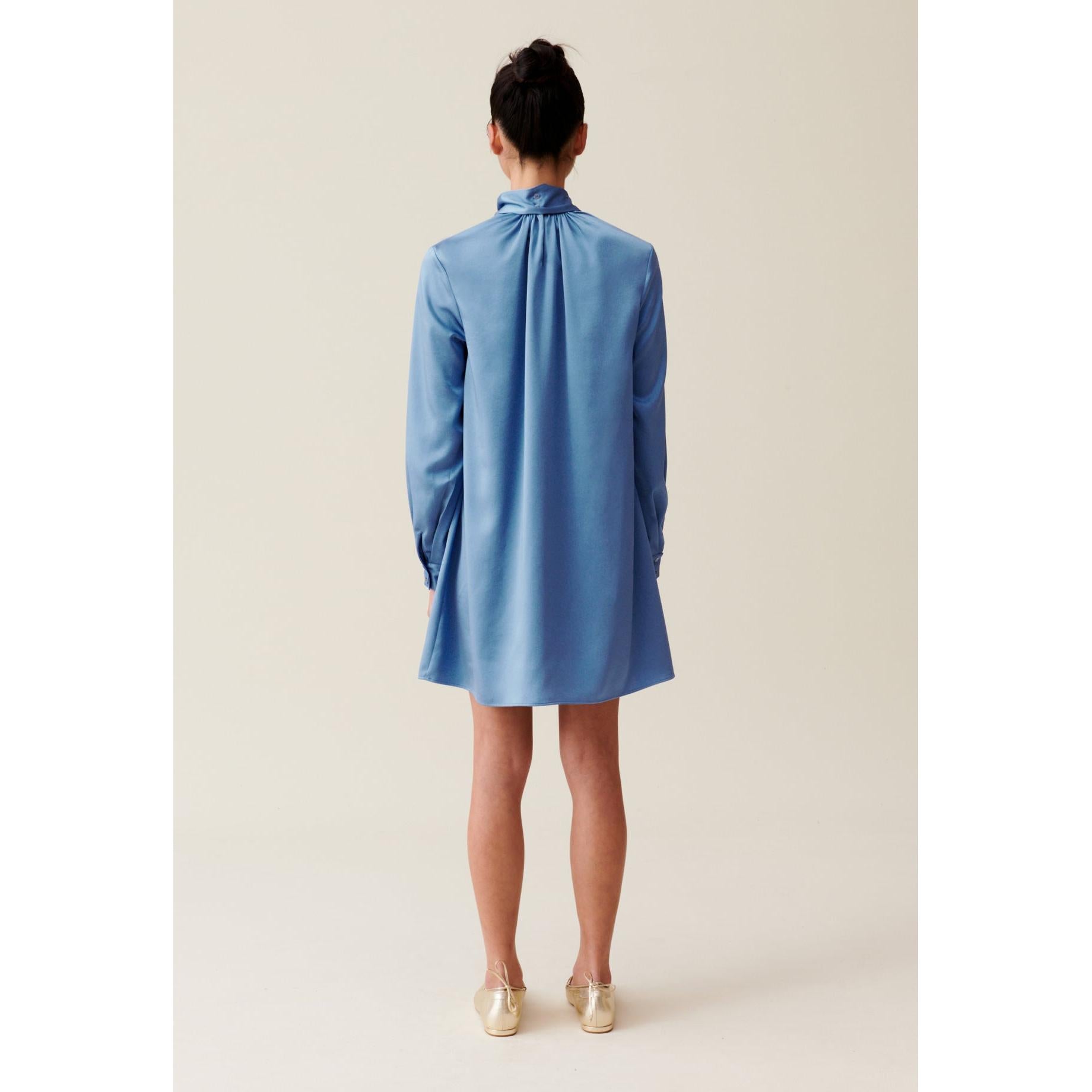 Robe Fluide Col Lavallière Noir