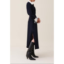 Claudie Pierlot - Robe Longue Fluide Croisée Marine