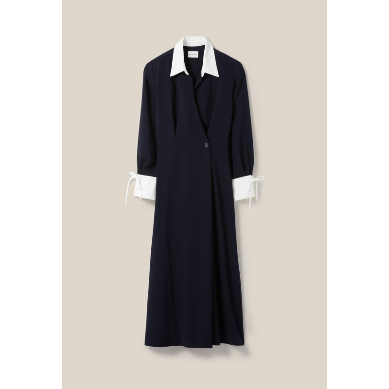 Claudie Pierlot - Robe Longue Fluide Croisée Marine