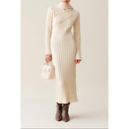 Robe Longue Maille Écharpe À Nouer