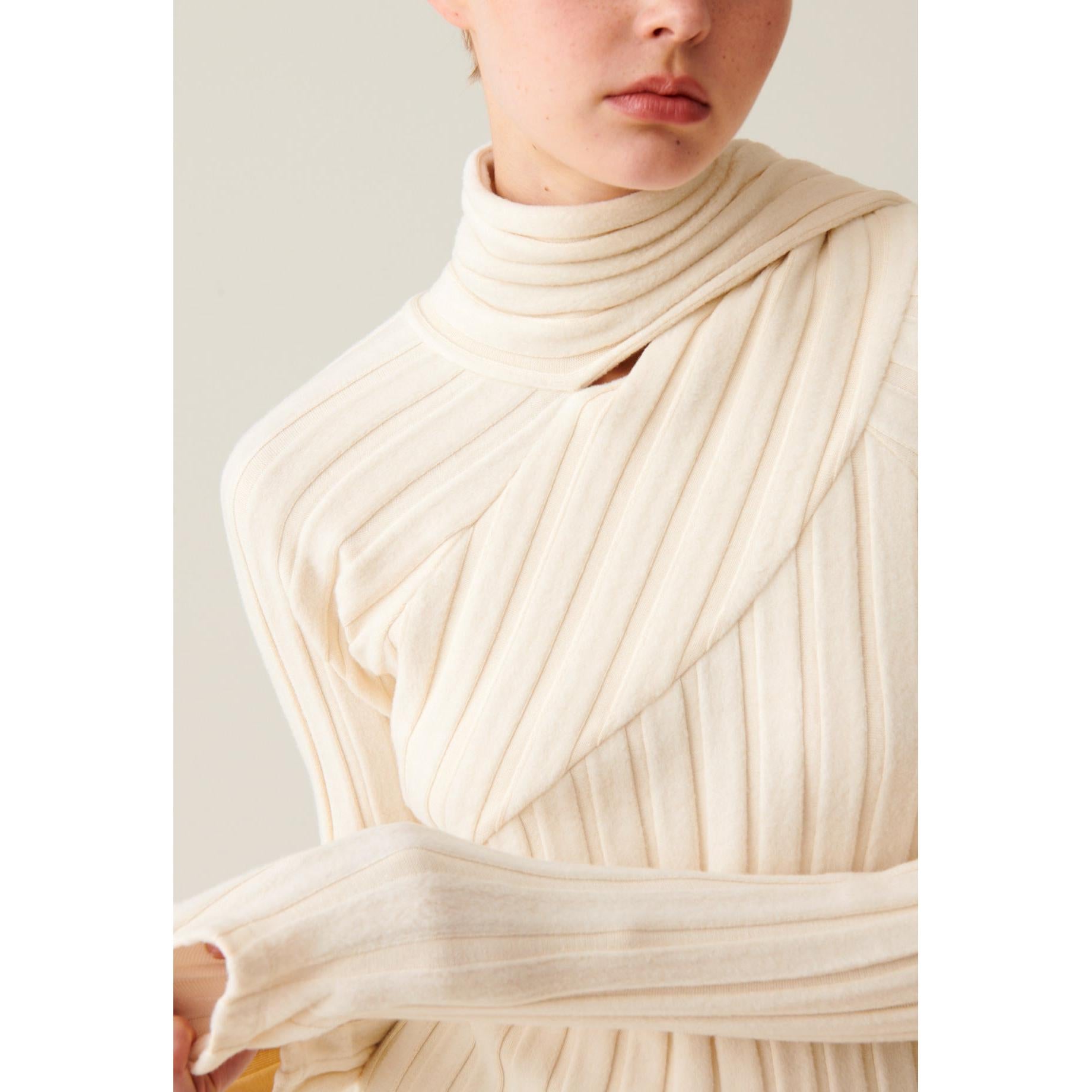 Robe Longue Maille Écharpe À Nouer