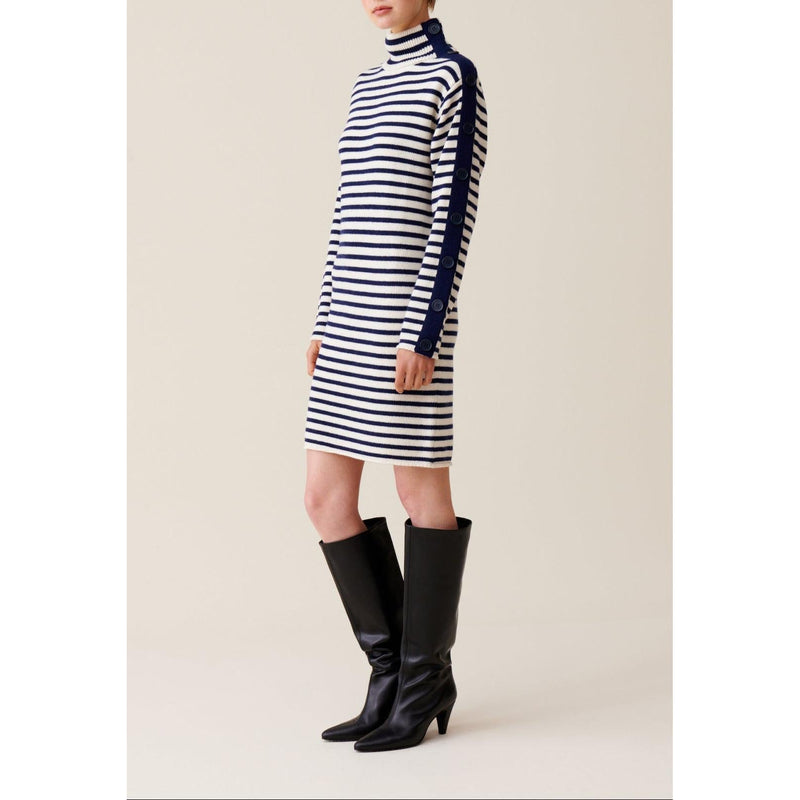 High Collar Knitted Sailor Dress