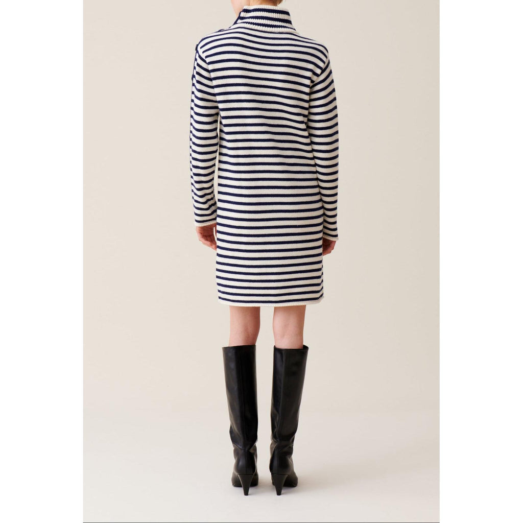 Robe Marinière Maille Col Montant