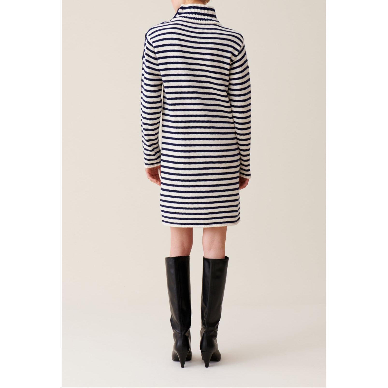 Robe Marinière Maille Col Montant