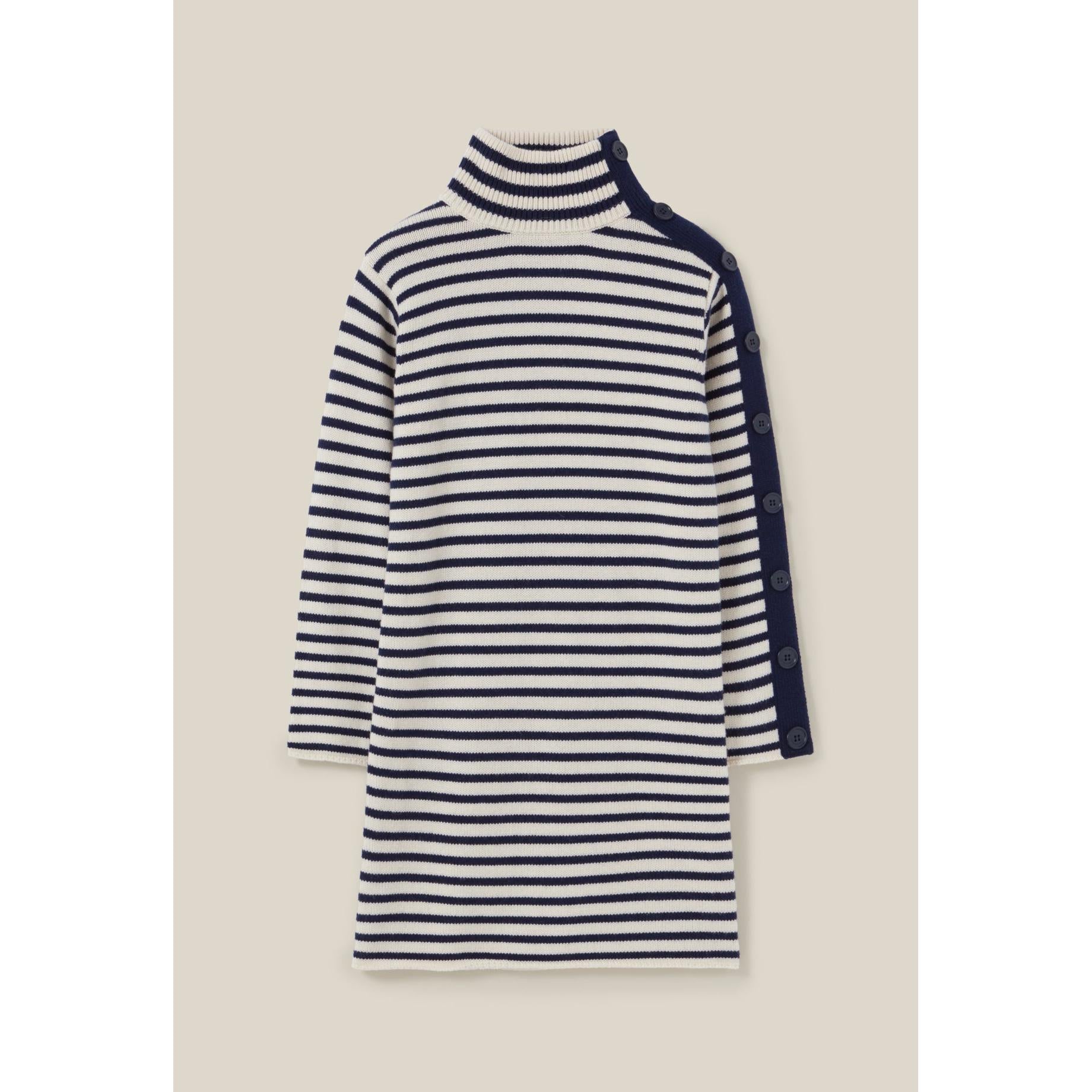 Robe Marinière Maille Col Montant