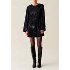 Robe Courte Noire Sequins Brodés