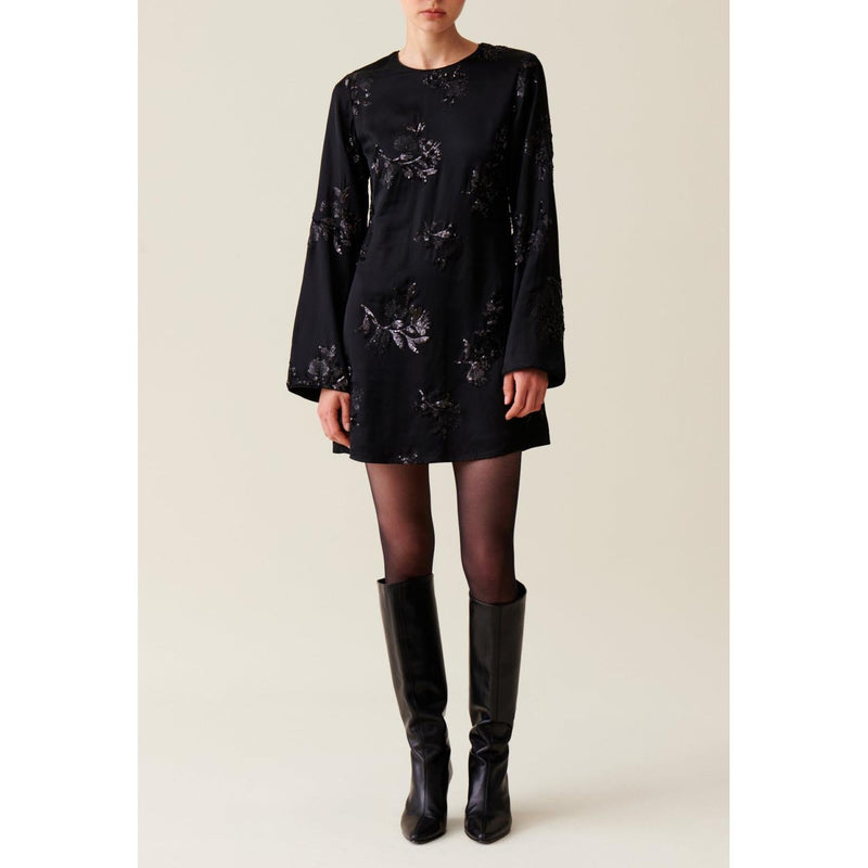 Robe Courte Noire Sequins Brodés