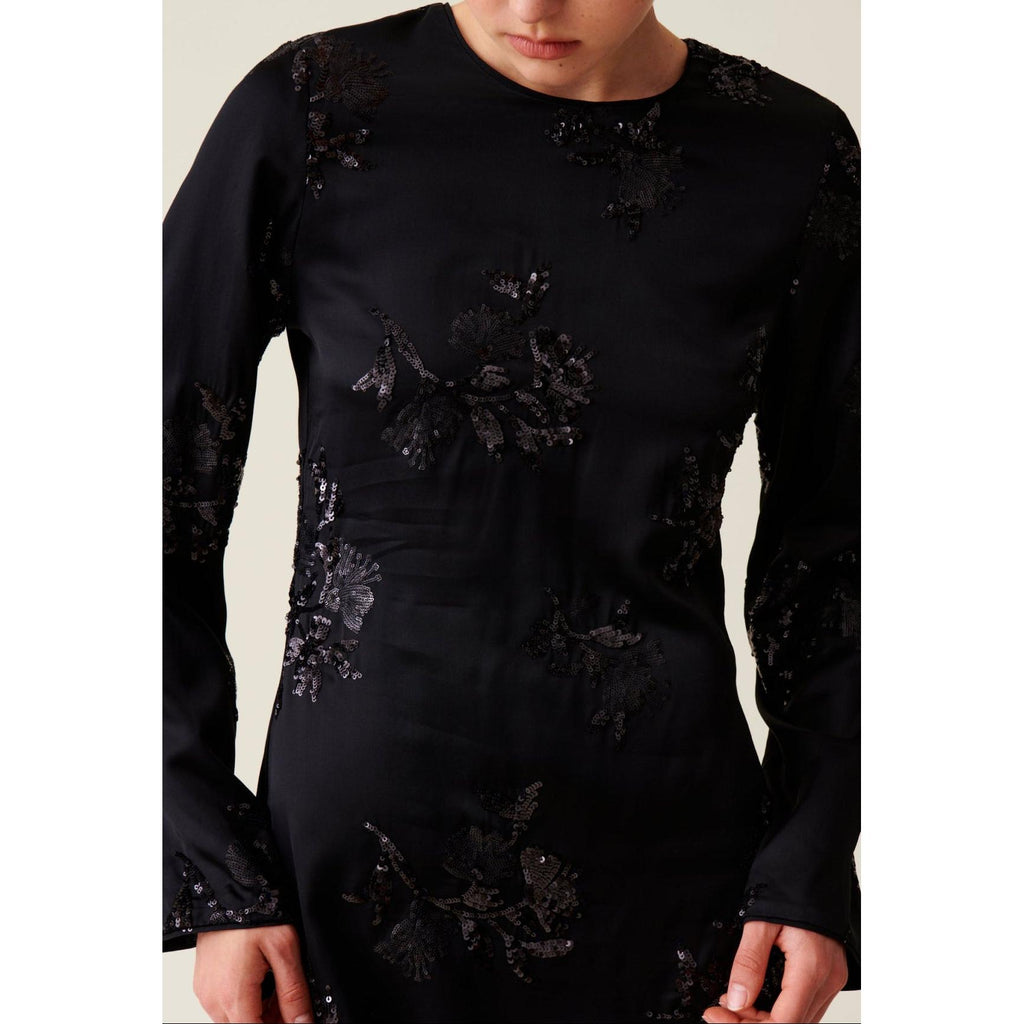 Robe Courte Noire Sequins Brodés