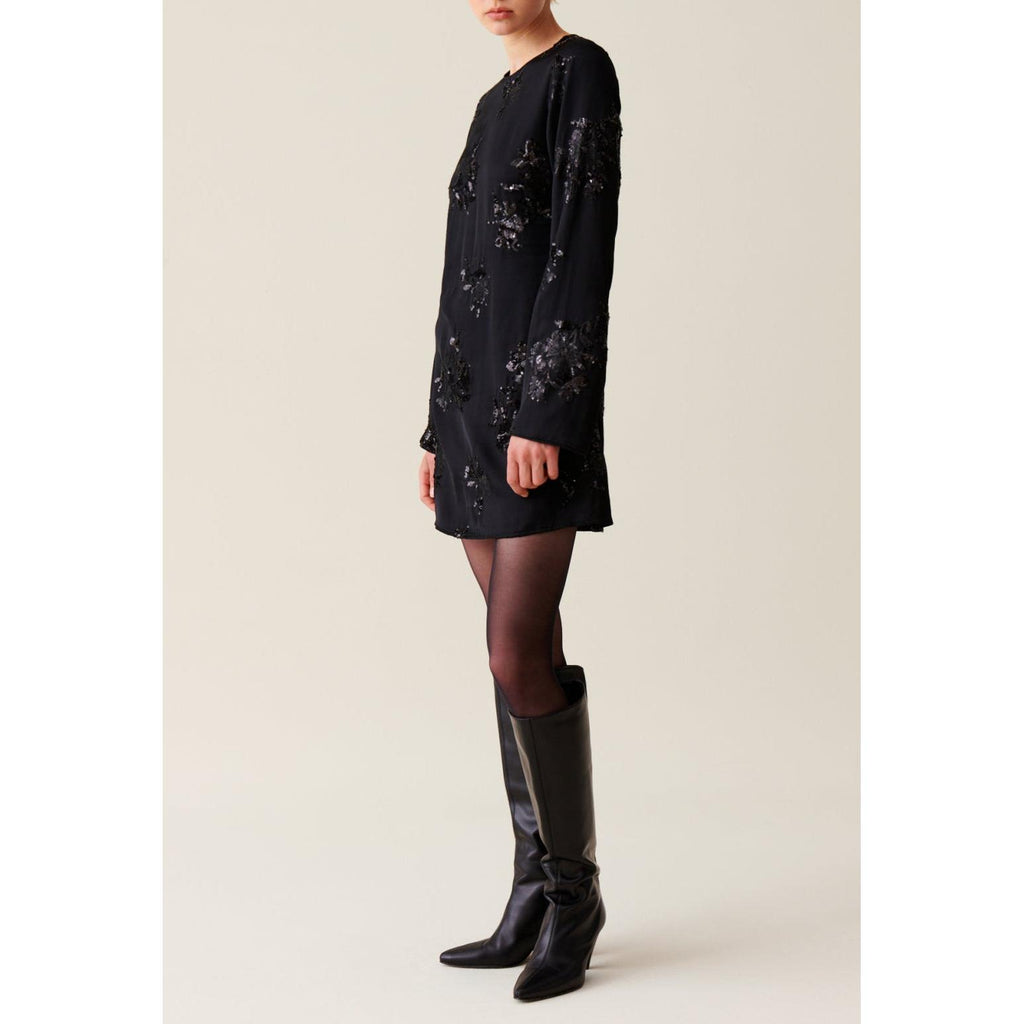 Robe Courte Noire Sequins Brodés