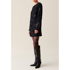 Robe Courte Noire Sequins Brodés