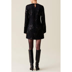 Robe Courte Noire Sequins Brodés