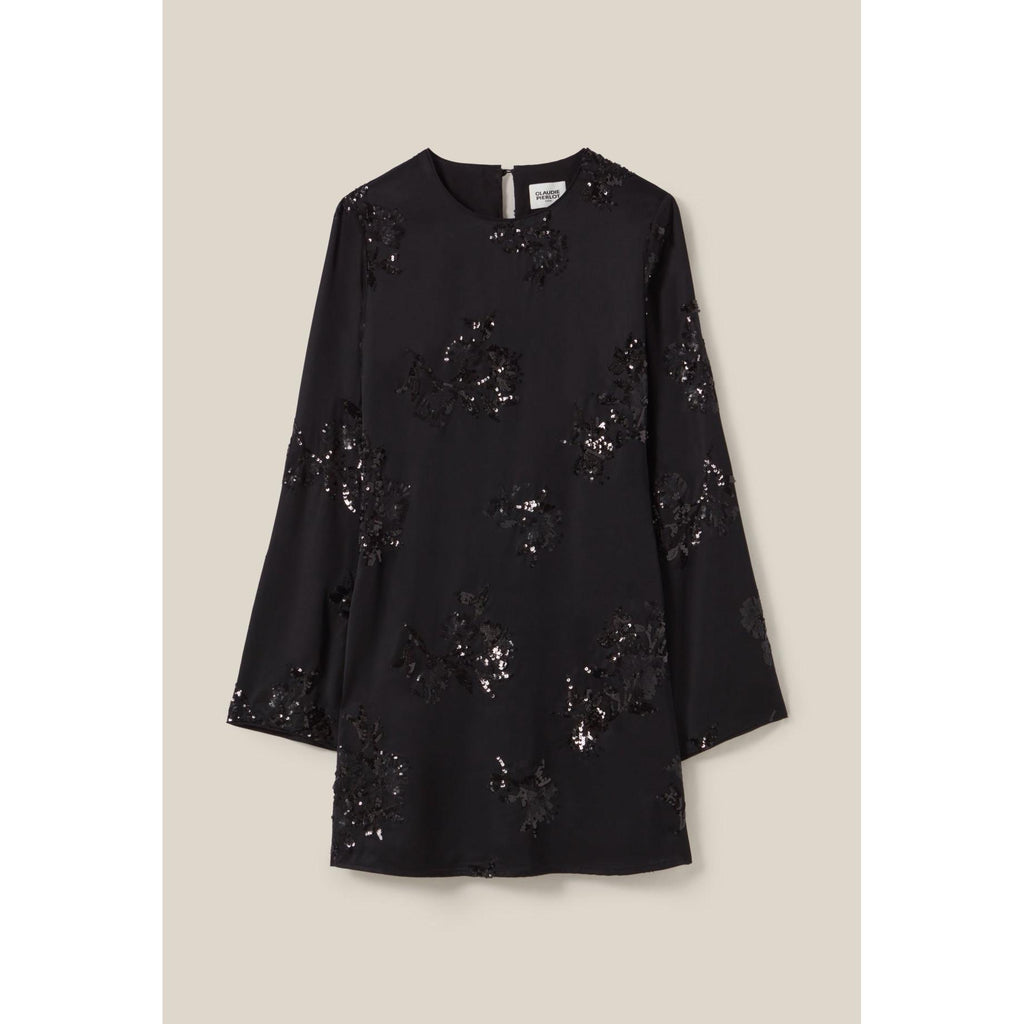 Robe Courte Noire Sequins Brodés