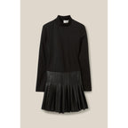 Claudie Pierlot - Vestido de cuero bimateria negro