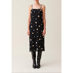 Long Fluid Dress with Embroidered Sequins