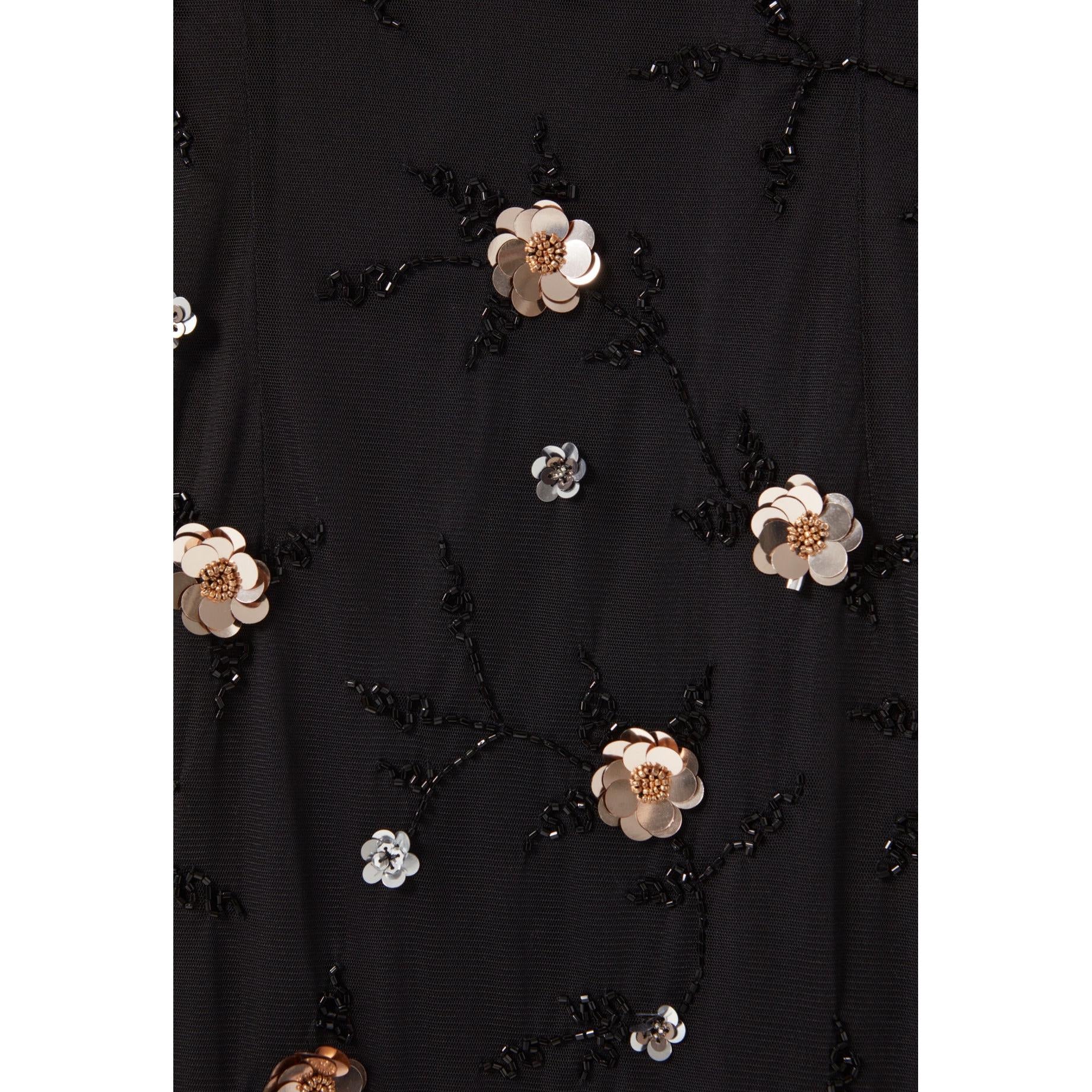 Long Fluid Dress with Embroidered Sequins