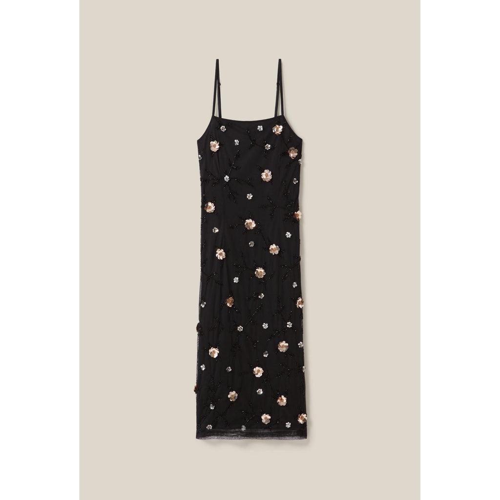 Robe Longue Fluide Sequins Brodés
