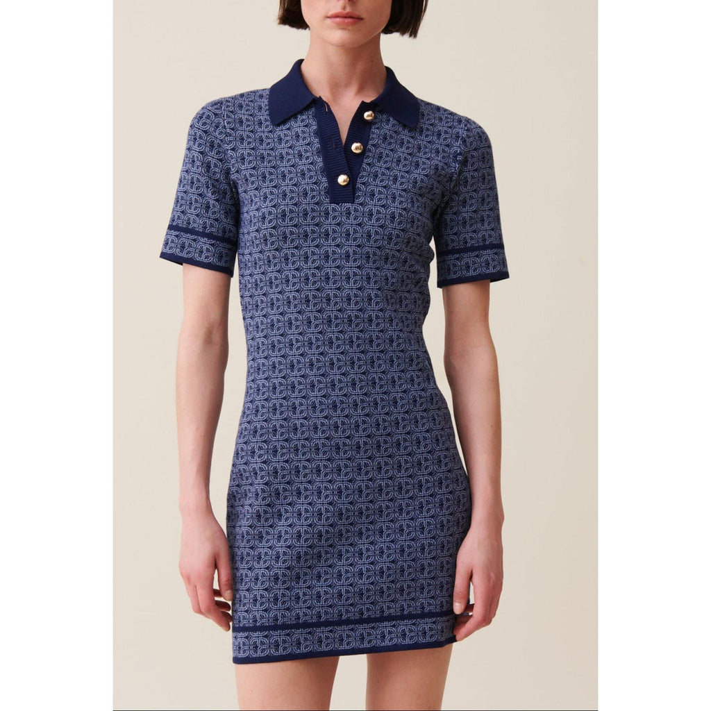 Navy Monogram Short Dress