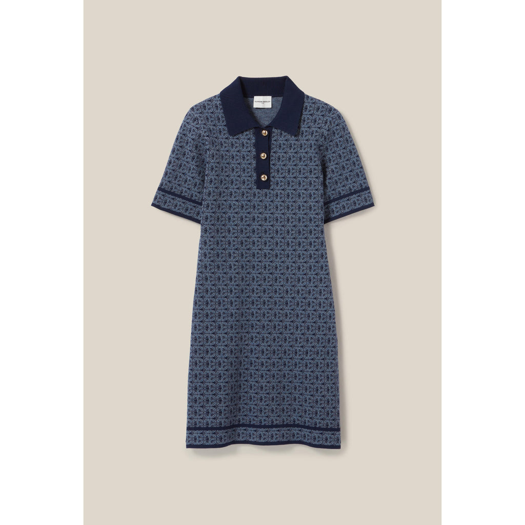 Navy Monogram Short Dress