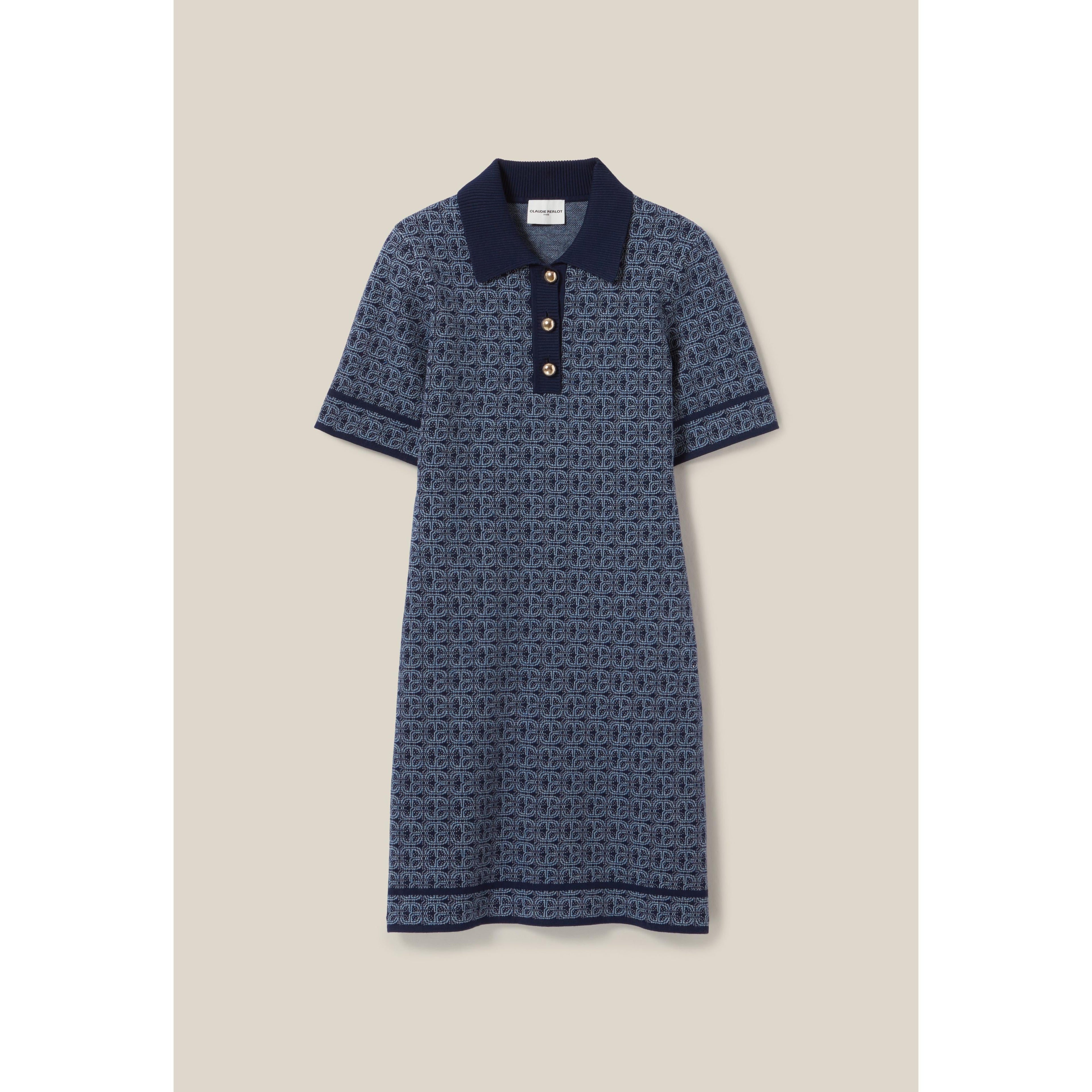 Navy Monogram Short Dress