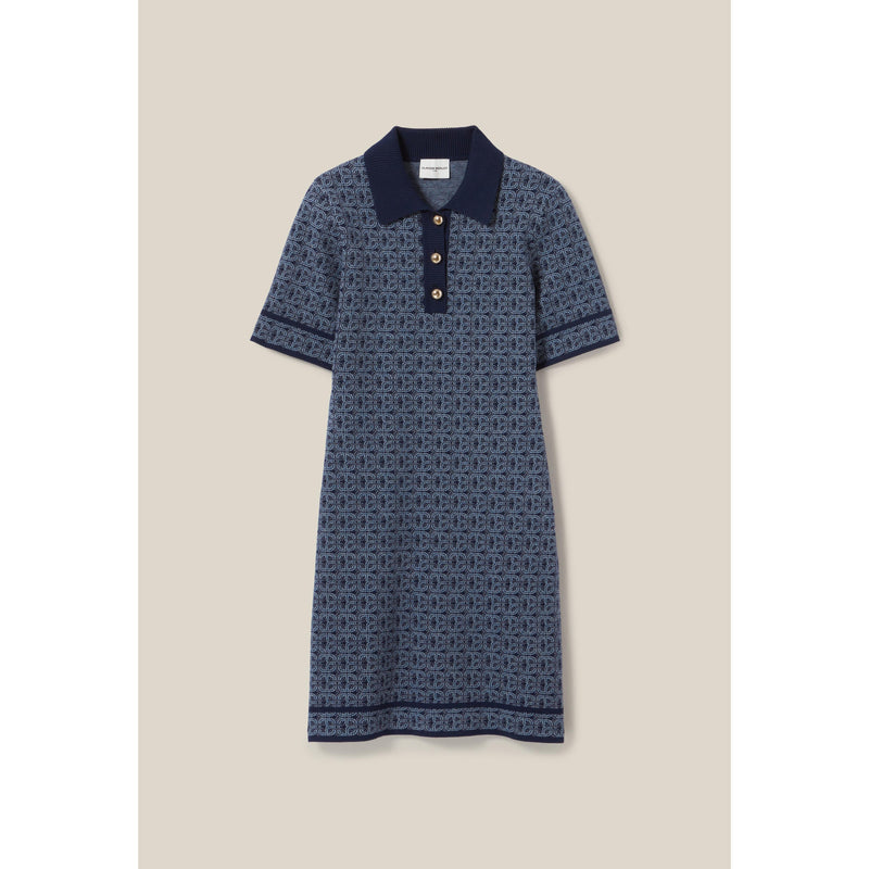 Vestido corto con monograma azul marino