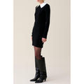 Black Knitted Dress with Removable Collar