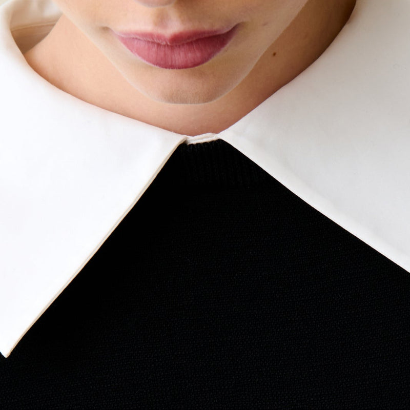 Robe Maille Noir Col Amovible