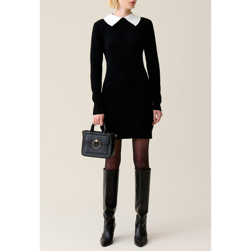 Robe Maille Noir Col Amovible