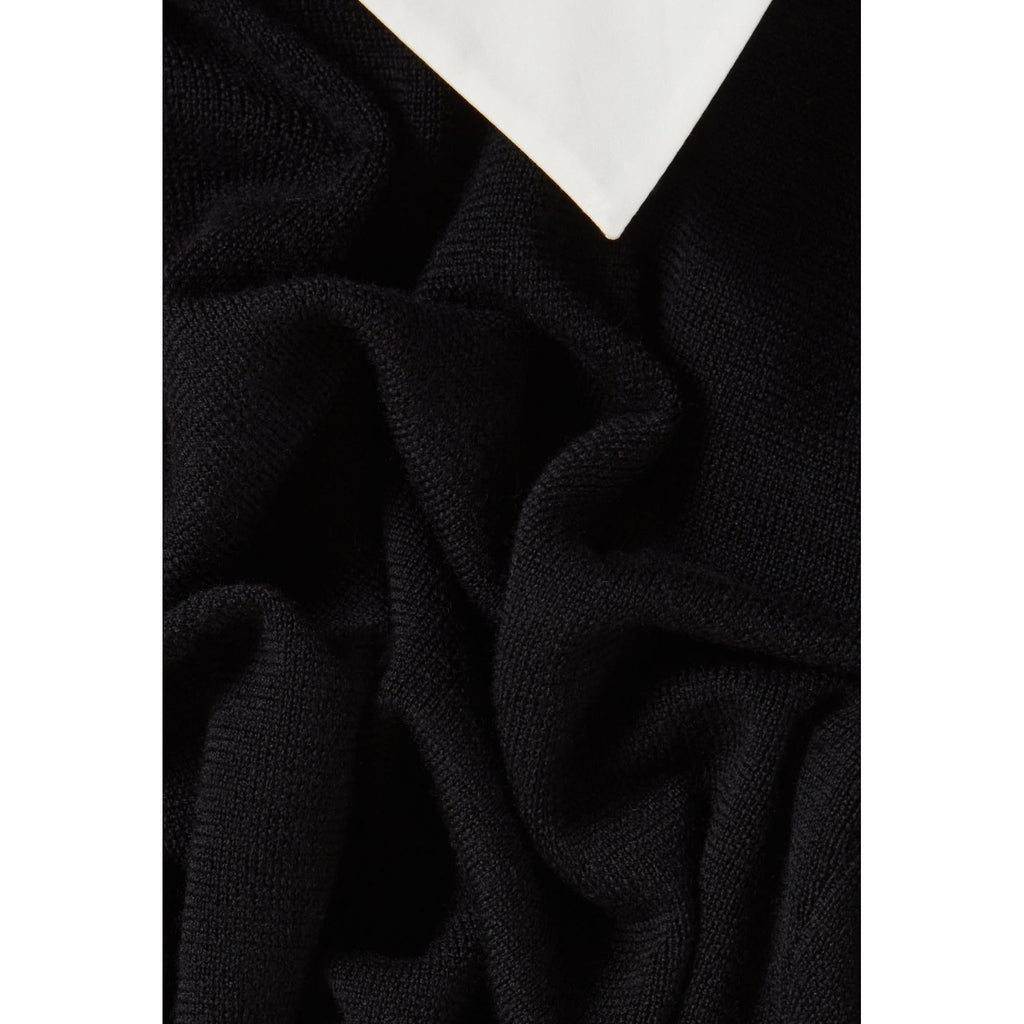 Black Knitted Dress with Removable Collar