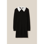 Black Knitted Dress with Removable Collar