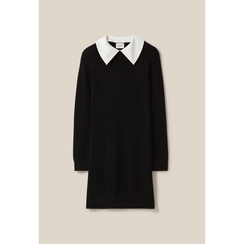 Robe Maille Noir Col Amovible