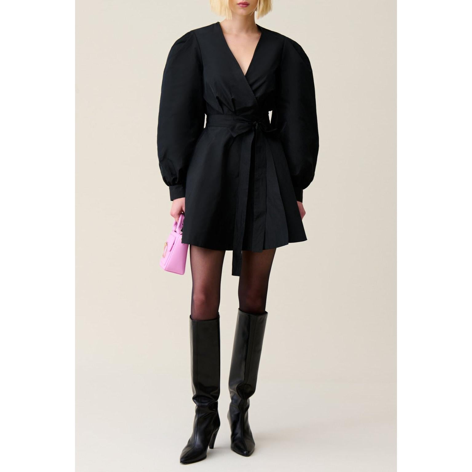 Robe Courte Manches Ballons Noire