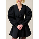 Robe Courte Manches Ballons Noire