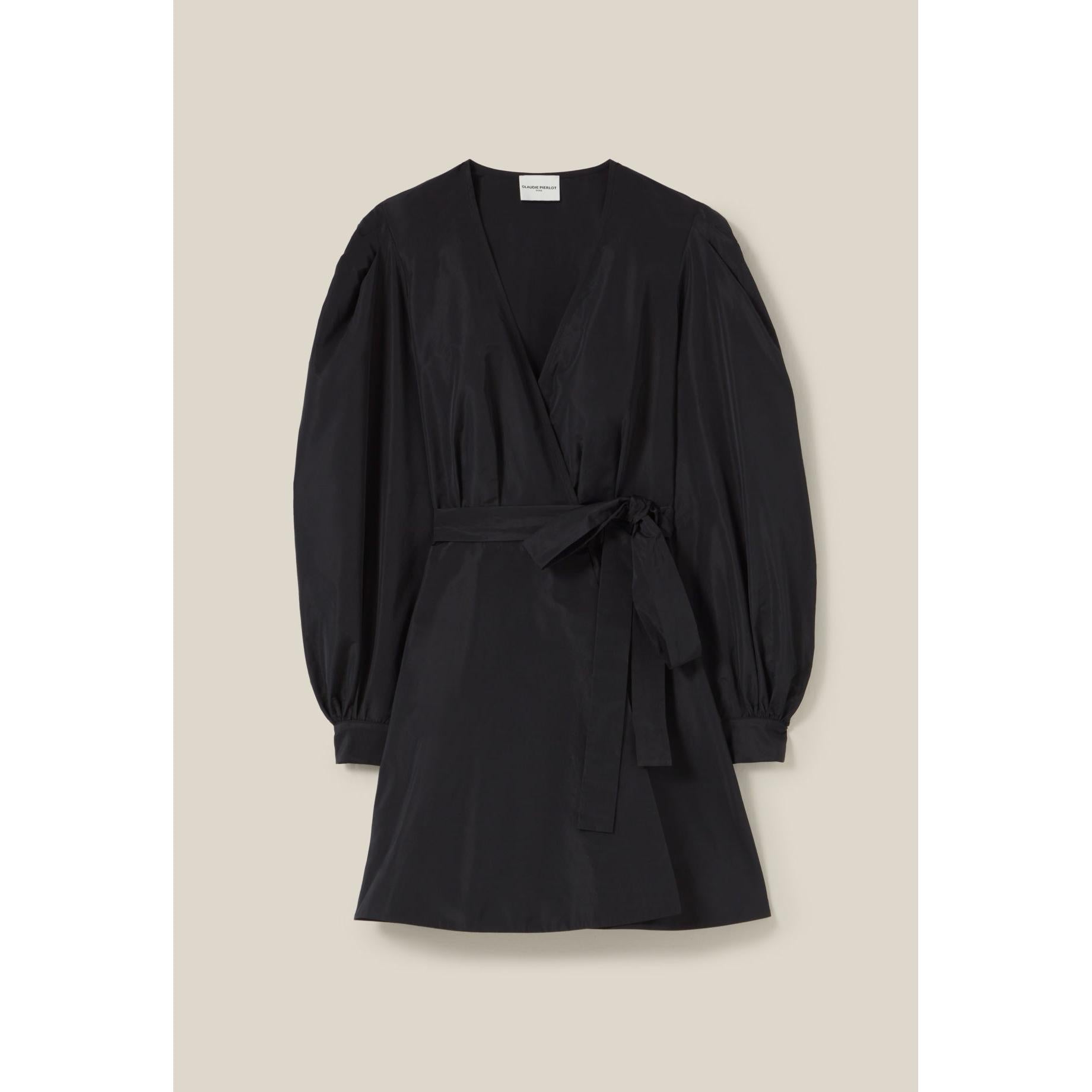 Claudie Pierlot - Vestido corto negro con mangas globo