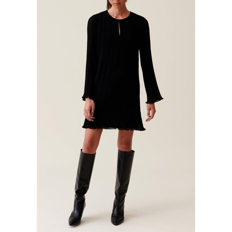 Robe Courte Plissée Manches Longues