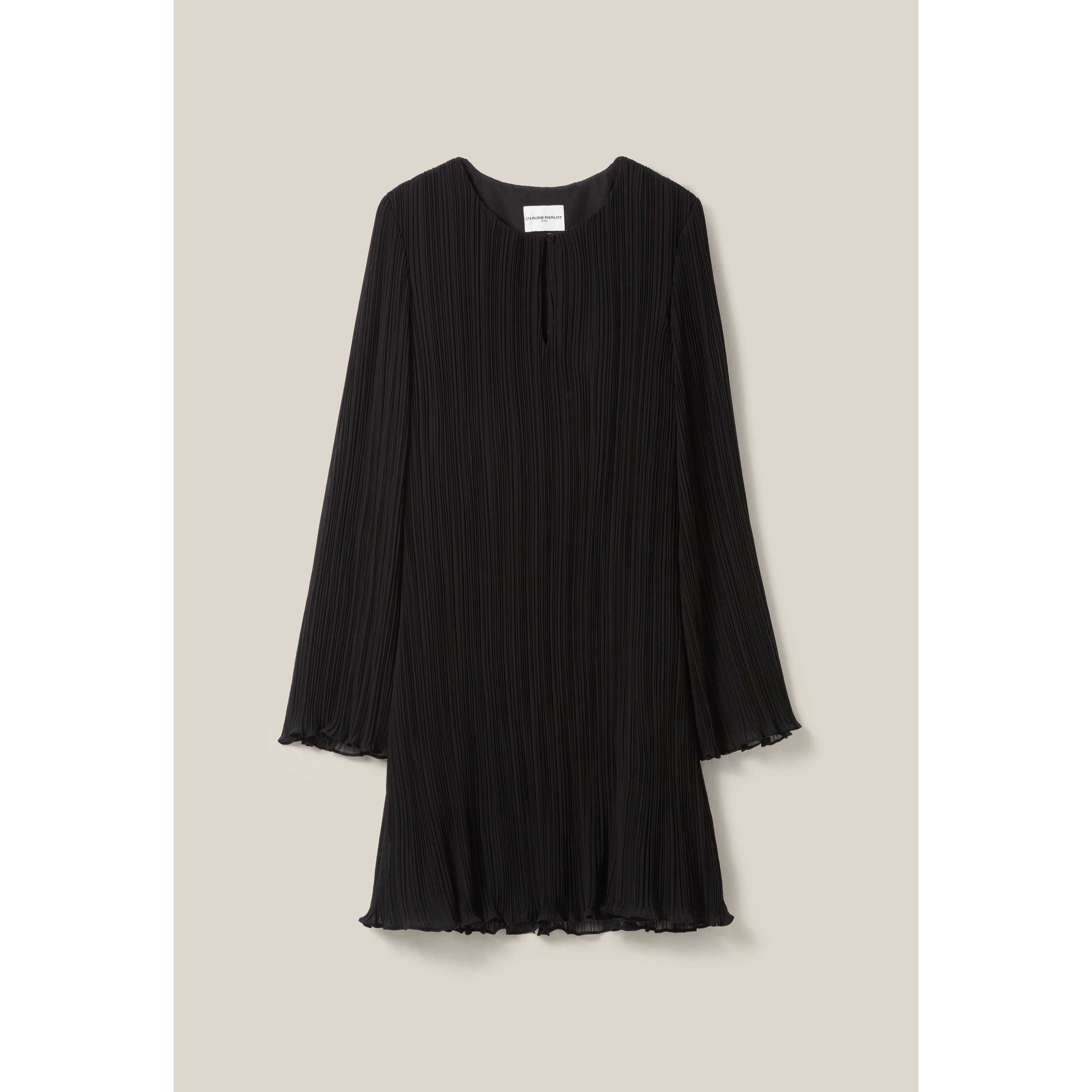 Claudie Pierlot - Short Pleated Dress with Long Sleeves