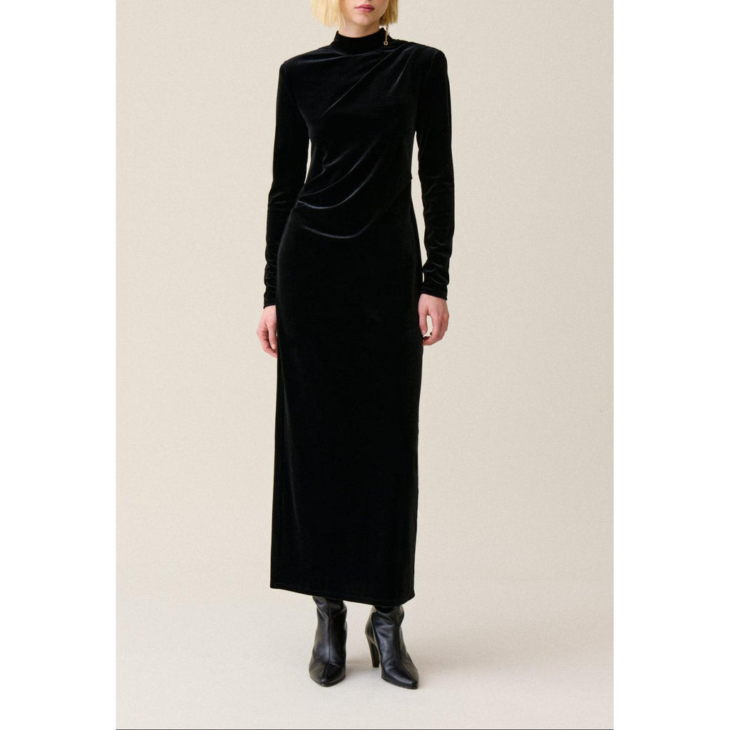 Robe Longue Cintrée Velours Noir