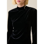 Long Fitted Black Velvet Dress