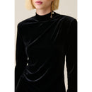 Vestido largo ajustado de terciopelo negro