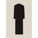 Long Fitted Black Velvet Dress