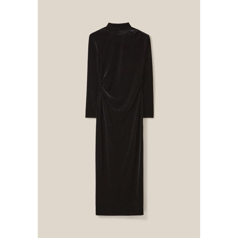 Vestido largo ajustado de terciopelo negro