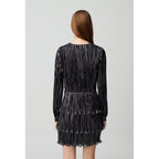 Claudie Pierlot - Robe Argentée Courte À Volants