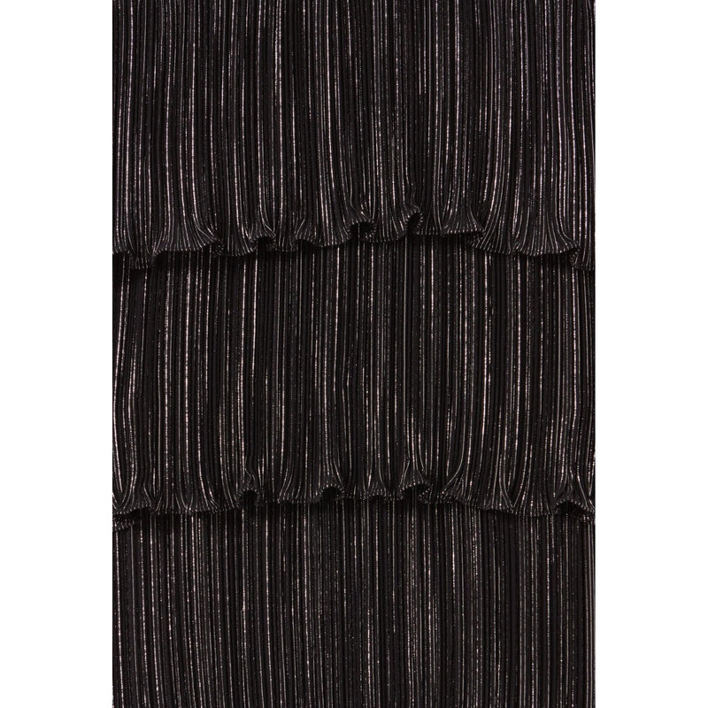 Vestido Corto Plateado Con Volantes