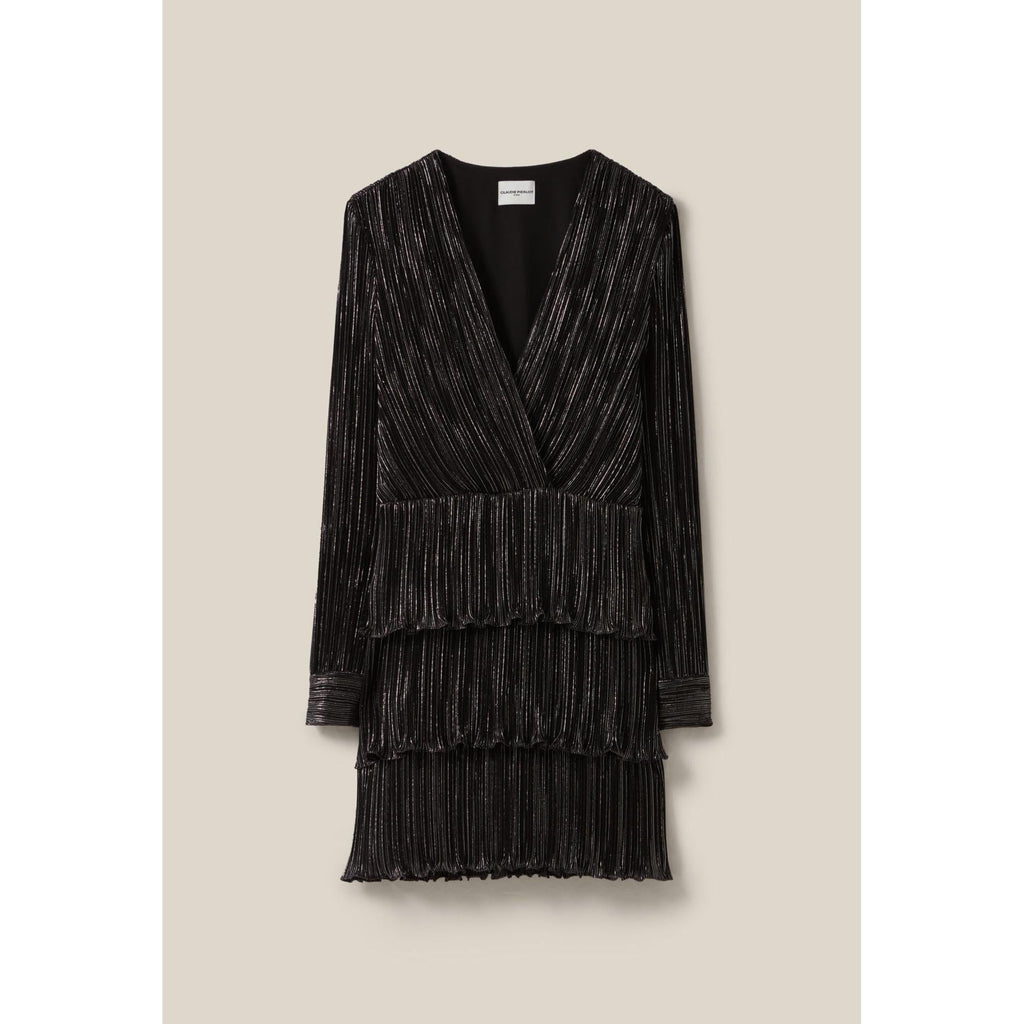 Claudie Pierlot - Robe Argentée Courte À Volants