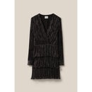 Vestido Corto Plateado Con Volantes