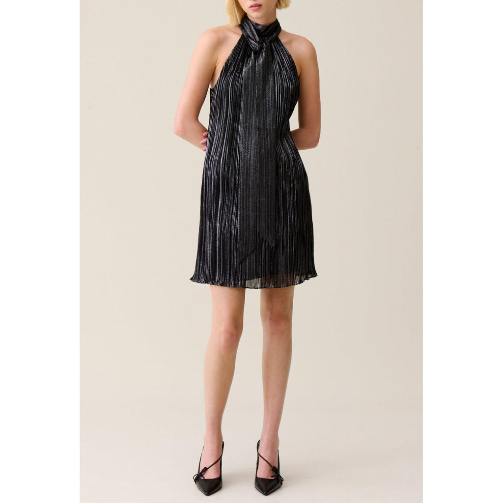 Silver Pleated Short Dress