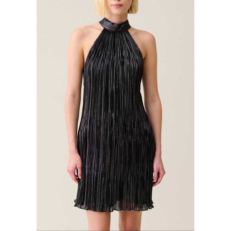 Robe Courte Plissée Argentée