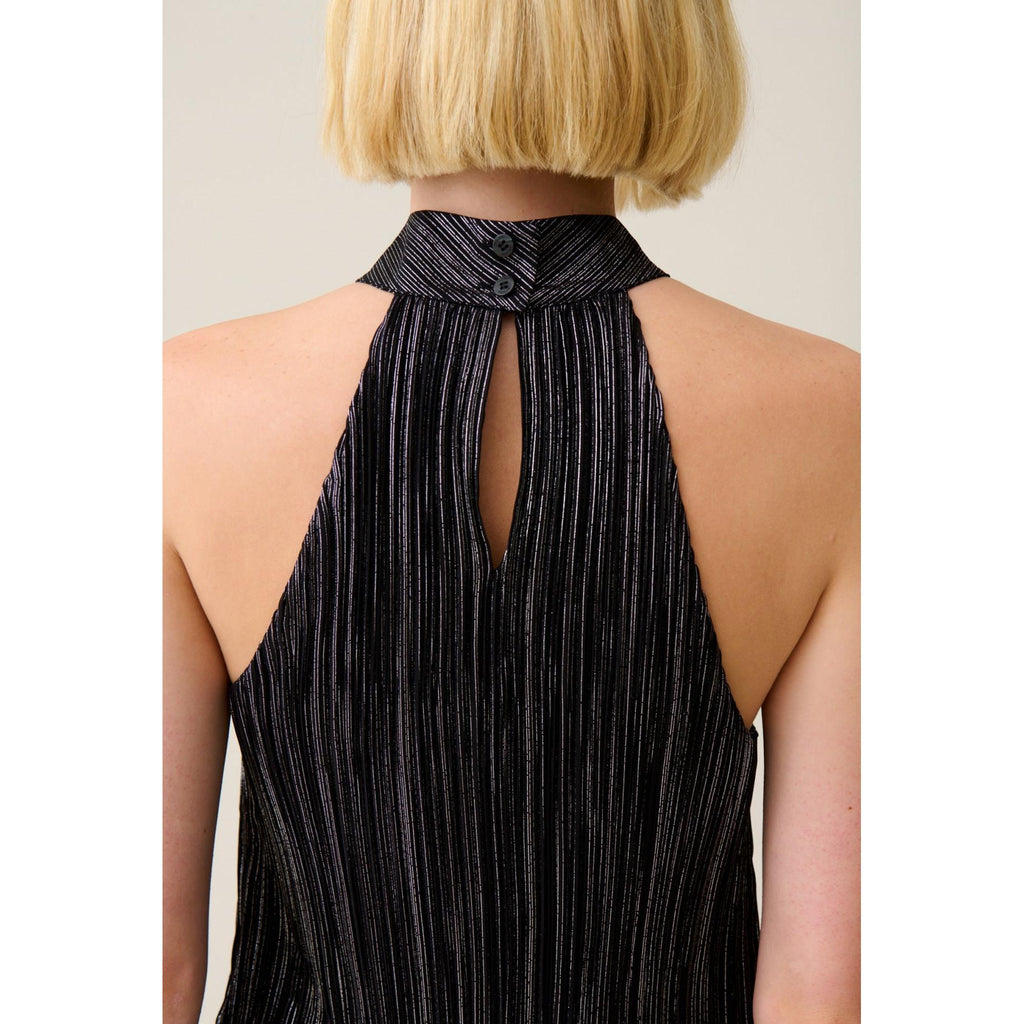 Robe Courte Plissée Argentée