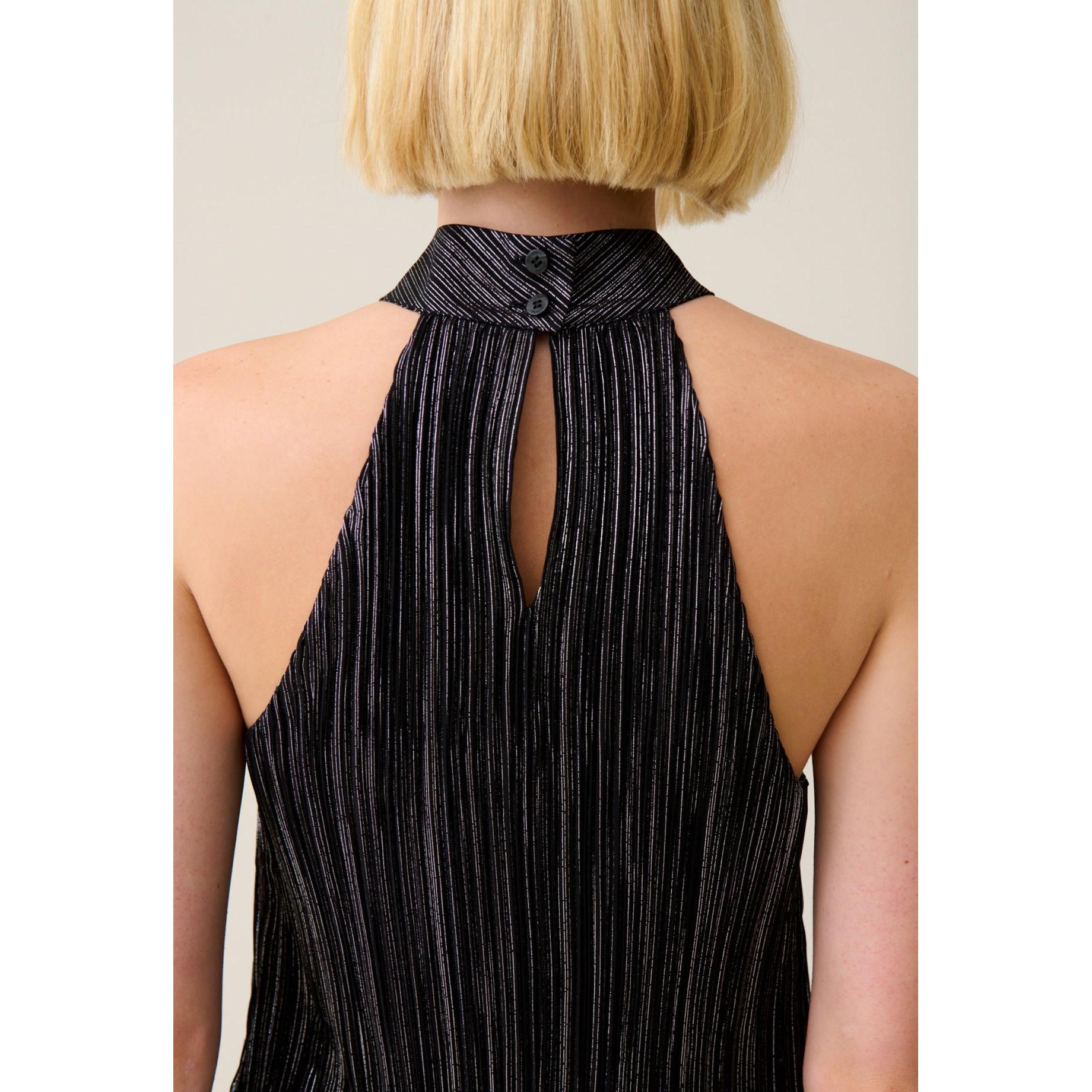 Robe Courte Plissée Argentée