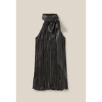 Robe Courte Plissée Argentée